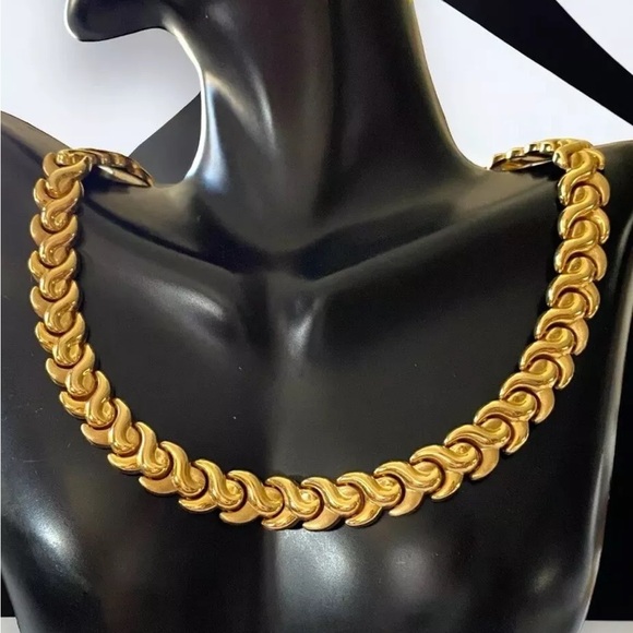 GORGEOUS Estate 14K Italian Gold 17" Collar 11mm Wide Necklace 41.8 Grams! - Picture 1 of 14